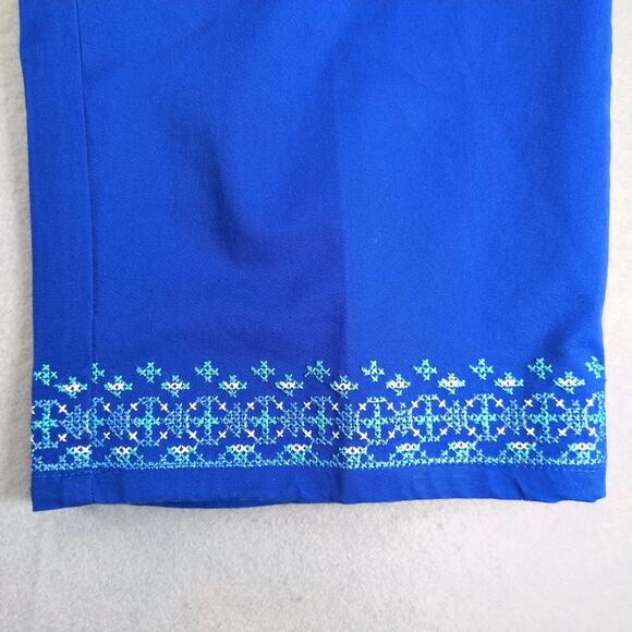 NWT Ruby Rd Blue Embroidered Capri Pants Women's 16 Comfort Waist 38x22.5" Boho - Picture 8 of 10